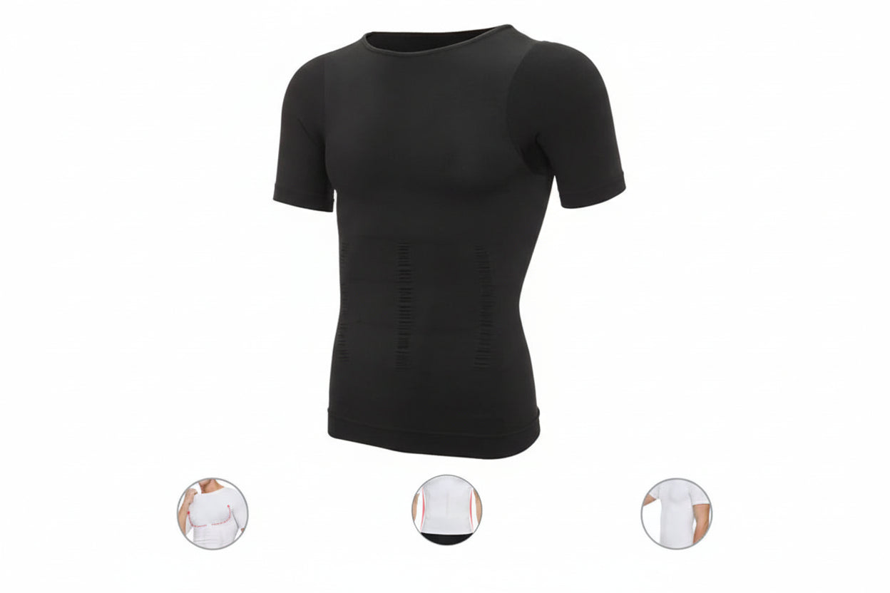 T-Shirt Gainant Homme Invisible – Silhouette Affinée & Maintien du Dos