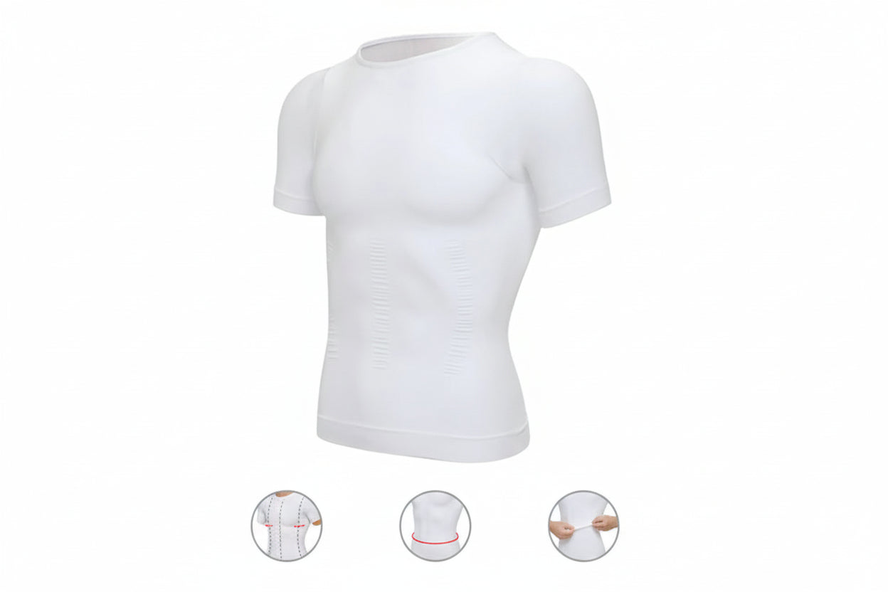 T-Shirt Gainant Homme Invisible – Silhouette Affinée & Maintien du Dos