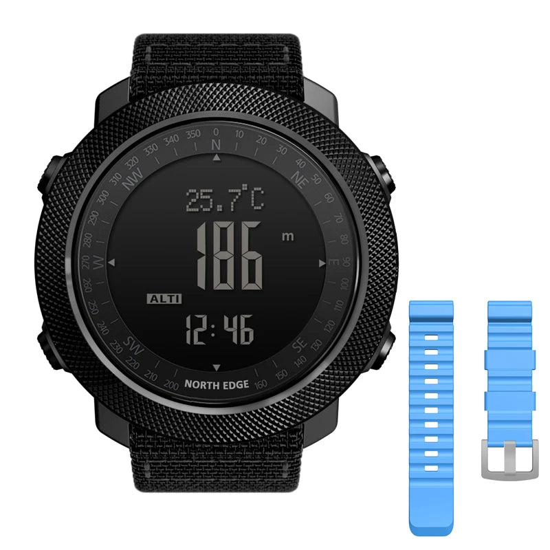Montre Digitale Sport Homme NORTH EDGE – Étanche 50M, Altimètre, Boussole, Baromètre & Multifonctions