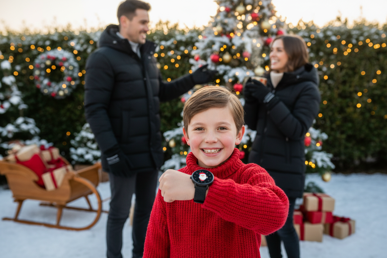 lenfant doit avoir une montre bracelet noir cahouchouc et un cadrant rond